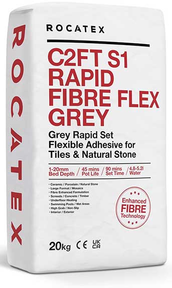 ROCATEX C2FT S1 Rapid Flex Grey tile adhesive