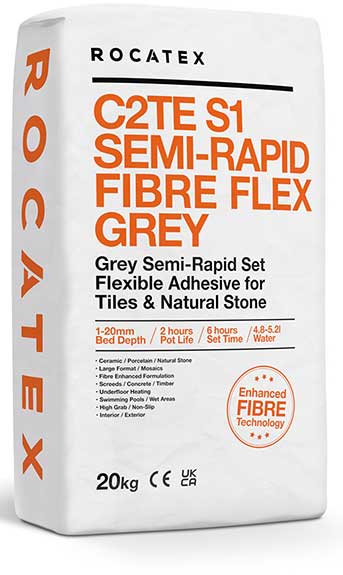 ROCATEX C2TE S1 Semi-Rapid Flex Grey tile adhesive