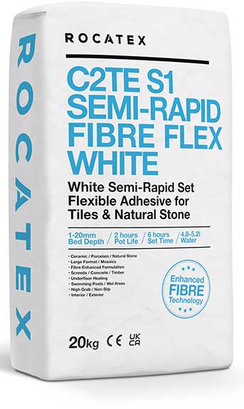 ROCATEX C2TE S1 Semi-Rapid Flex White tile adhesive