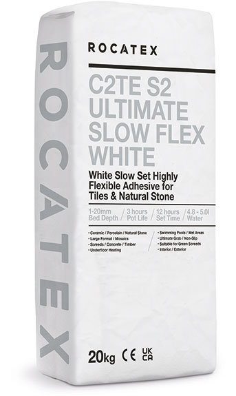 ROCATEX C2TE S2 Ultimate Slow Flex White tile adhesive